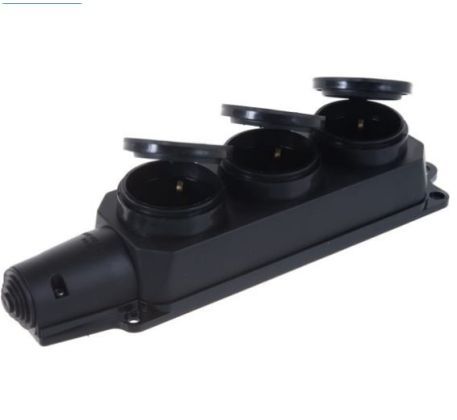 Колодка каучук с крышкой 16А 3-местная с з/к 230В IP44 In Home